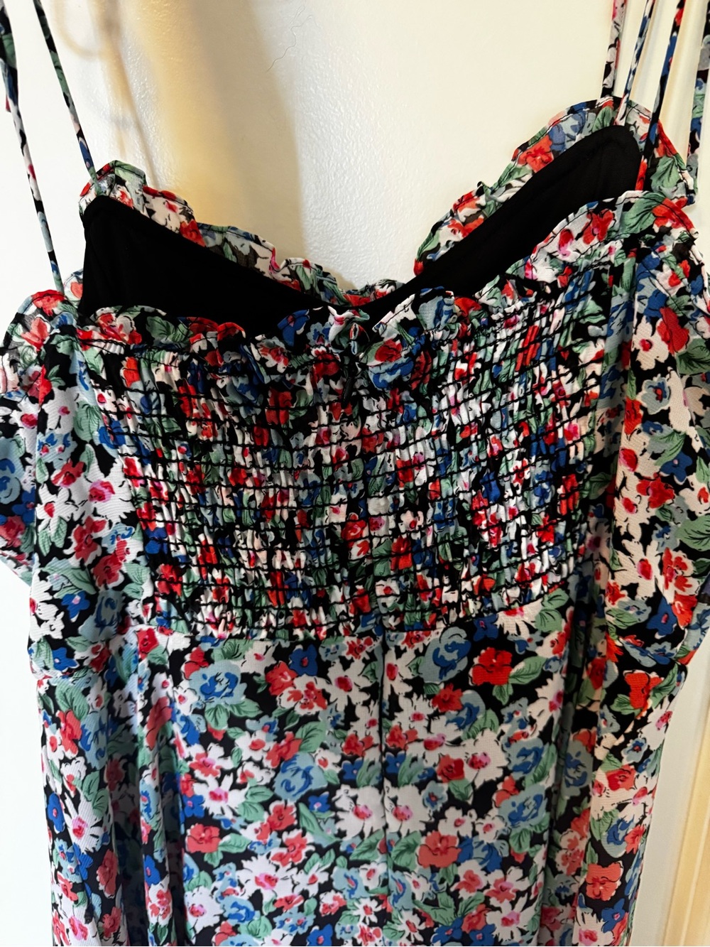 Lulu's Red & Blue Floral Tie-Shoulder Mini Dress